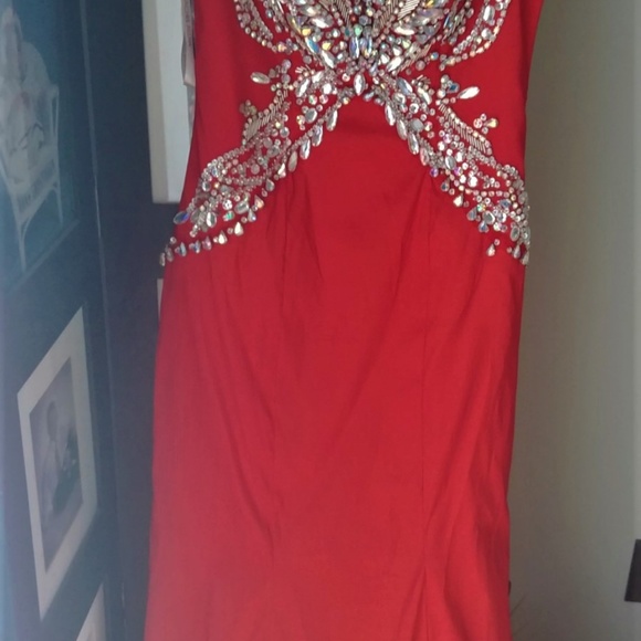 Rachel Allan Dresses & Skirts - Red Embellished Open Back Dress Rachel Allan Dresses & Skirts - Red Embellished Open Back Dress